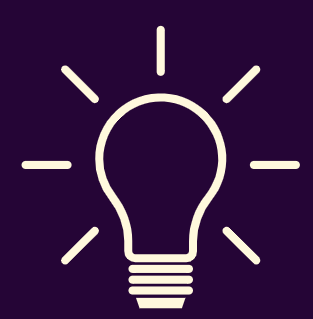 Empowerment Light Bulb Logo Yellow light bulb on purple background to show effective transfer of knowledge and ownership to the client